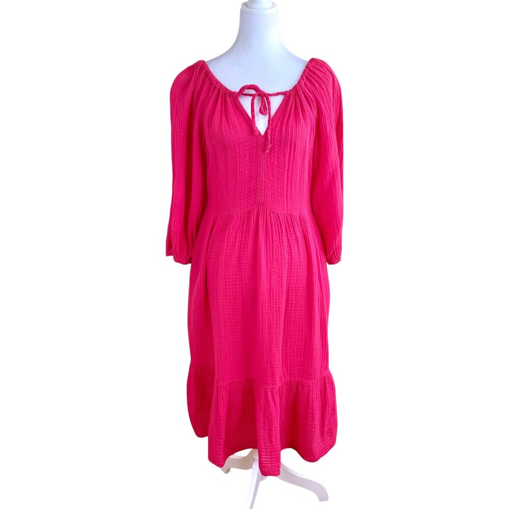 Sundry Cotton Gauze Dress Pink Tie Front (S) NWT